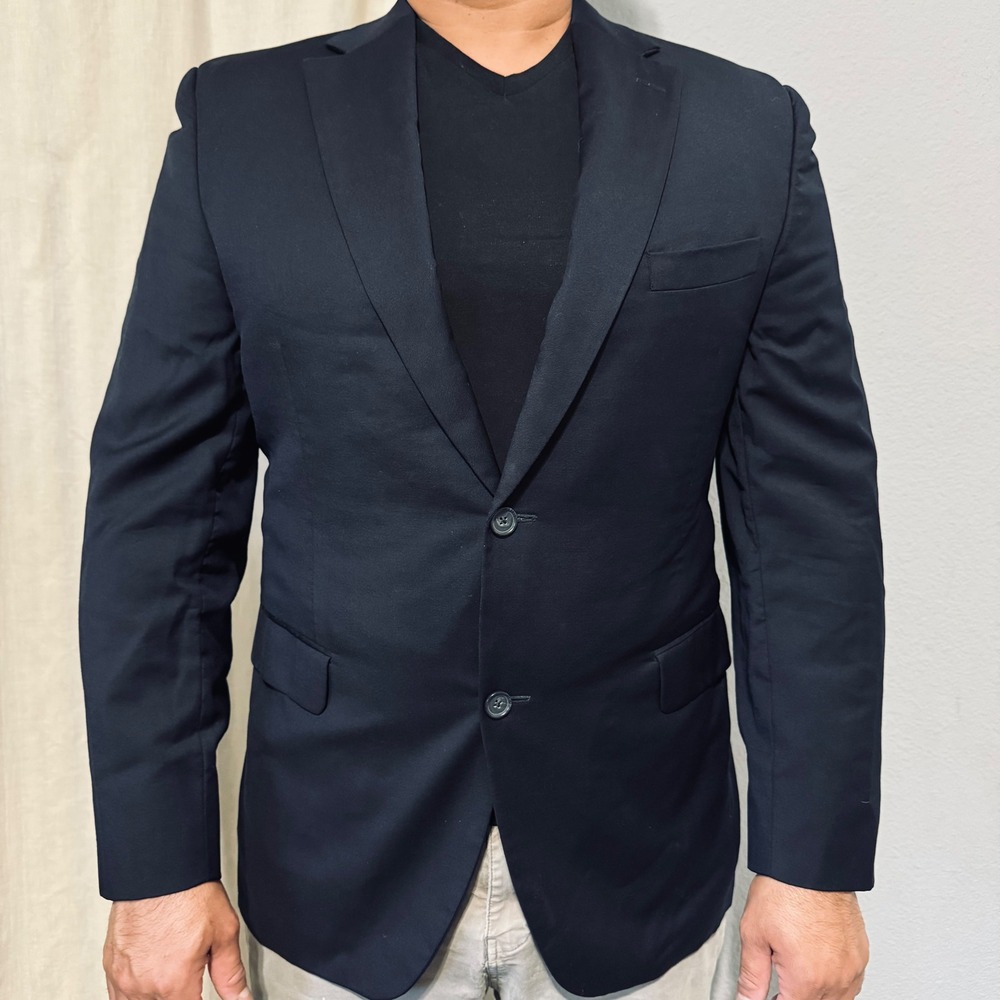 Barneys New York Navy Blue Blazer Super 120s Wool Loro Piana Italy Fabric Sz 42R